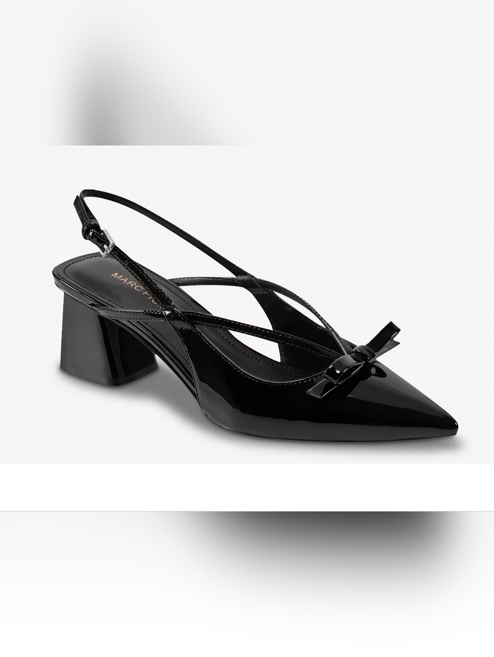 Marc Fisher Black Patent Pointed Slingback Heels with Bow Size 9.5